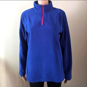 Eddie Bauer fleece 1/4 zip blue sweater, size large
